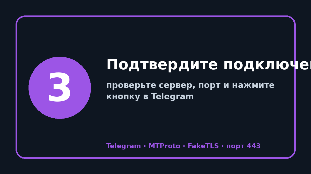 Прокси тг: шаг 3 — Подтвердите подключение